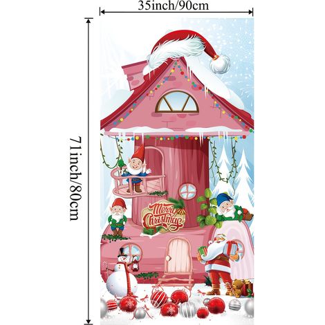 Nouvelle banderole décorative de porte de Noël, avec le Père Noël vous souhaitant un joyeux Noël - 90 x 180 cm (élastique) - A-9