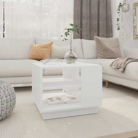 810289 vidaXL Coffee Table White 55x55x43 cm Engineered Wood (1/5)