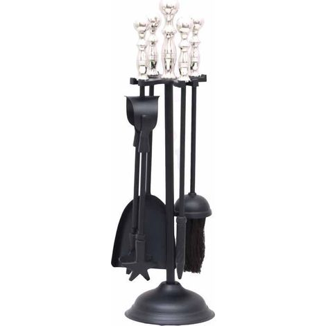 Chrome Handled Dutchess Companion Set - Metal - L13 x W13 x H48 cm - Black/Silver