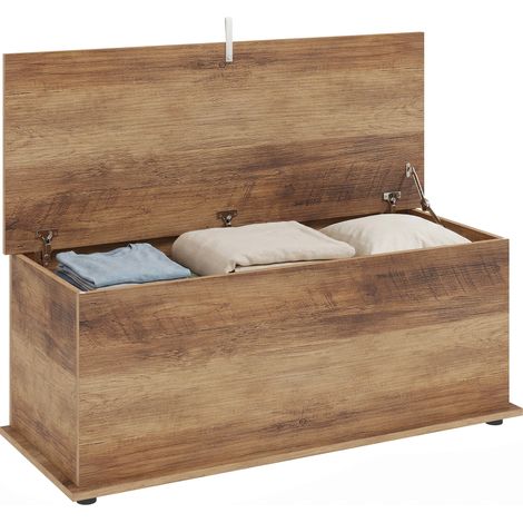 Banc coffre de rangement, en bois, 100 x 40 x 40cm, pour salon chambre entrée, assise confortable, rangement salon chambre (1/5)