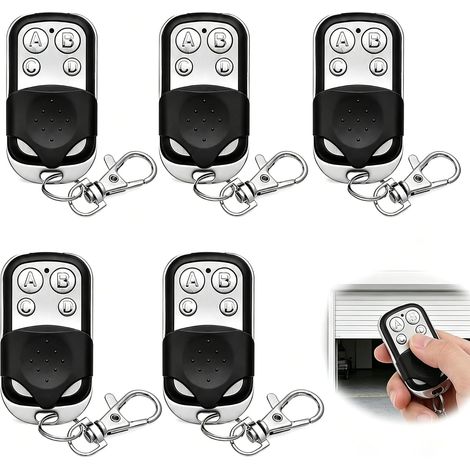 Control remoto universal de 5 piezas para portón, 433.92 MHz, código fijo, inalámbrico, con 4 botones y llave duplicadora para portón de coche y garaje. (1/5)