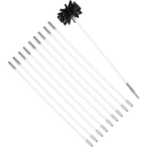 Kit de Ramonage Cheminée Brosse en Nylon Flexible et Tiges Pliables pour Nettoyage Intérieur Conduit Sèche-Linge et Cheminée 1 Set Blanc (1/5)