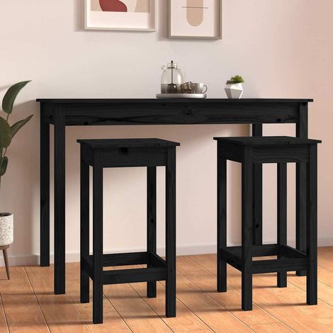 vidaXL Taburetes altos 2 uds madera maciza de pino negro 40x40x78 cm (1/5)