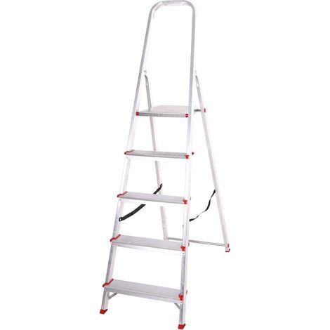 Scaletta en aluminium domestique - Promo ALU passe de 3 à 7 étapes 5 Gradini - H. da terra/piattaforma 97.5 cm - cavetto di rinforzo (1/2)