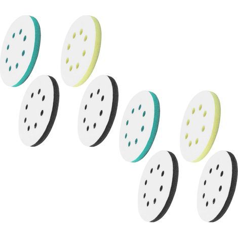 8 Pièces Tampon de Ponçage Souple 125mm Tampon d'Interface Ponceuse, Plateau de Poncage 8 Trous Tampon Interface en Éponge en Mousse Patin de Remplacement pour Ponceuse (1/5)