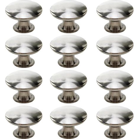 12 pomelli per mobili da cucina, maniglie rotonde vintage per cassetti, piccoli pomelli in metallo per porte di mobili da bagno 30x21mm, argento (1/5)