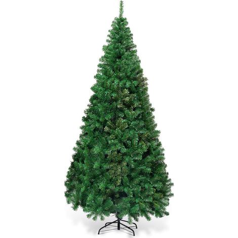 COSTWAY Árbol de Navidad Artificial 2,1M con Base Metálica Material PVC Hogar Abeto Verde (1/5)