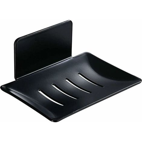 FLITI Selbstklebender Seifenhalter zur Wandmontage, Duschseifenschale ohne Bohren, Metallseifenhalter, für Küchenbadezimmer-Schwammhalter, Schwarz (1/4)