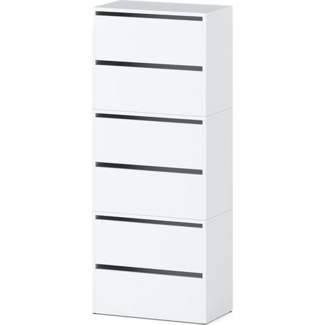 Meuble à chaussures blanc mat 150 cm – Panneau laminé résistant – 6 tiroirs modulables – Design moderne et élégant