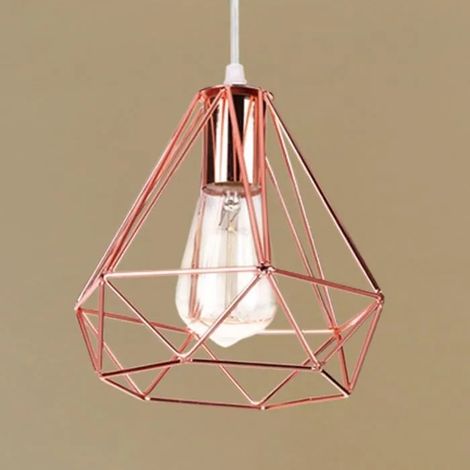 IDEUG Lustre - E27 Lampe Suspension - Cage Forme Diamant (1/4)