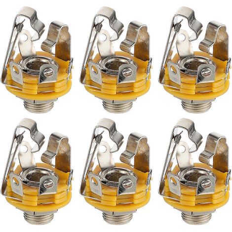Lot de 6 prises jack 6,35 mm pour guitare électrique stéréo-3X2X2CM-Orange (1/3)