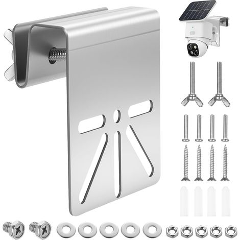1 kit de Support pour Caméra Exterieur, Support Caméra Gouttière pour panneaux solaires, supports de gouttière en acier inoxydable pour dômes IP PTZ caméras (1/5)