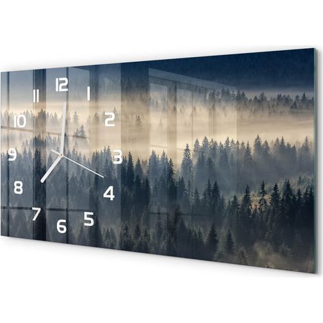 Horloge Murale Maison 60x30 cm Design Panoramique Salon Cuisine Bureau Brouillard au-dessus de la forêt (1/5)