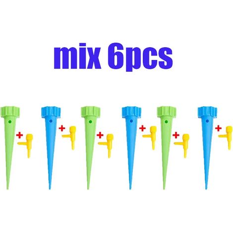 (MIX-6Pcs) Système d'irrigation goutte à goutte automatique réglable pour bouteille, plante d'intérieur, serre, etc. (1/4)