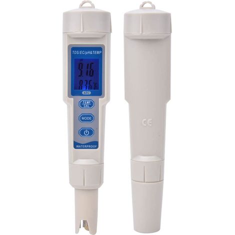 Stylo testeur de qualité de l'eau numérique portable multifonctionnel 4 en 1 : pH/EC/TDS/température (1/5)