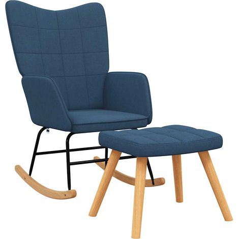 Maison Exclusive - Schaukelsessel mit Hocker Blau Stoff