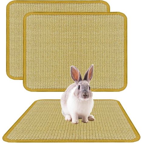 Tapis à griffer pour lapin, tapis en sisal naturel pour cages, pour ronger, dormir, se reposer (2 pièces, 40,6 x 30,5 cm). (1/4)