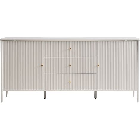 Credenza 2 ante e 3 cassetti in MDF Beige e dorato - CALITARO (1/4)