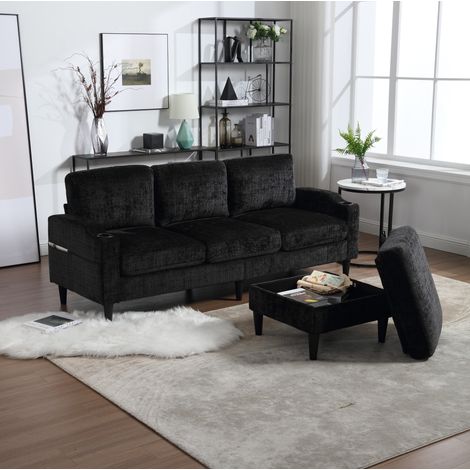 divano 4 posti con pouf contenitore in chenille OKMYHOME (1/5)
