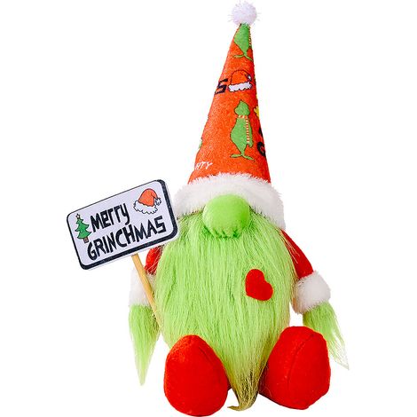 Figurine Nain De Jardin Noel Rouge Vert Assis Sans Visage Decoration Intérieur Bureau (1/2)
