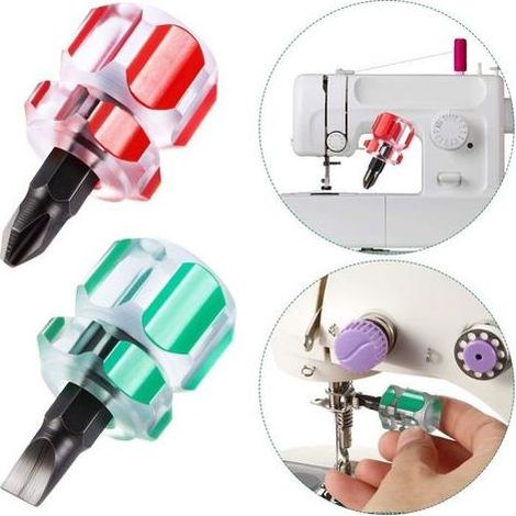 Kit d'Outils de Mini Tournevis Court pour Machine à Coudre Comprend Tournevis à Tête Plate/Fendue et Tournevis Cruciforme pour (1/5)