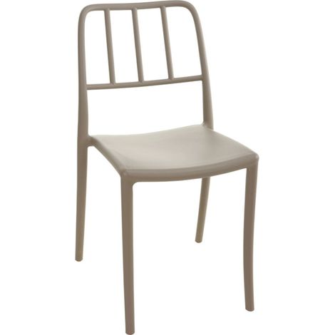 Chaise jardin empilable beige sable 40x43x84cm (1/3)