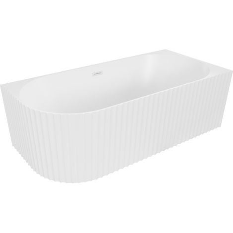 Mexen Gia bañera independiente esquinera acanalada derecha 170 x 80 cm, blanco mate, rebosadero blanco - 52701708001P-20 (1/3)