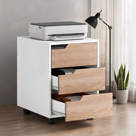 Meuble de rangement de bureau blanc en MDF 50 x 40 x 57,5 cm (1/5)