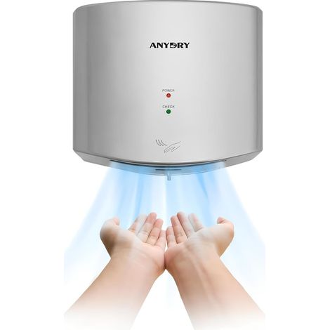 2630S sèche-Mains Compact, sèche-Mains électrique, Commercial ou Domestique, sèche-Mains Automatique à Grande Vitesse, sèche-Mains pour Toilettes.Logement ABS.1400-1650W.(Argenté) (1/5)