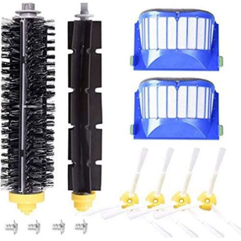 Kit Entretien Roomba 600/500 Series, 3 Filtres + 3 Brosses Latérales + Brosse Rouleau Bristle & Beater, Compatible 610 620 650 655 660 680 595 (1/4)