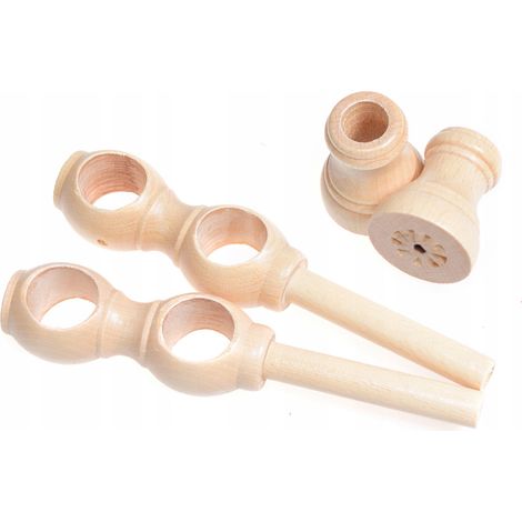 Soporte doble de madera para barra de cortina, diámetro 28 mm, pino, 2 unidades. (1/5)