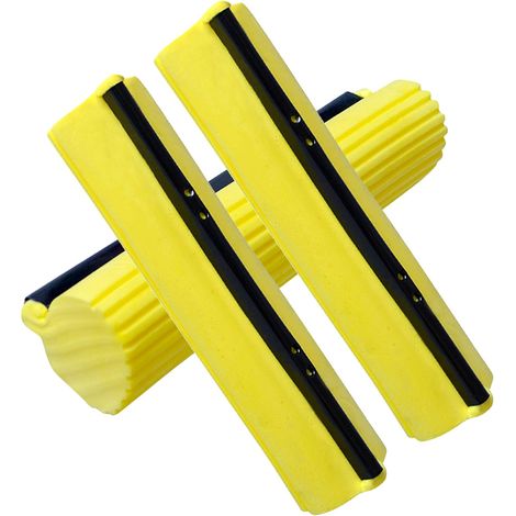 Recharges de tête de vadrouille éponge absorbante,tête de serpillère,tampons de Balai Pack de 3 tampons éponge de Rechange Mop,Jaune (1/4)