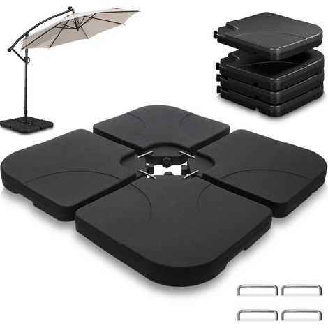 VOUNOT Set of 4 Cantilever Parasol Base Weights 60L Water or 100kg Sand, Black (1/5)