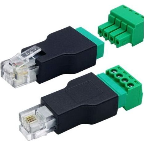 (2er-Pack) RJ11-Schraubklemmen, RJ11-4P-4C-Stecker auf 4-Pin-Buchse, Schraubklemmen, steckbarer Stecker für Telefon- und CCTV-Verkabelungskupplungen (1/5)