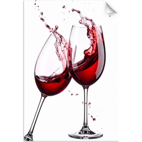 Selbstklebendes Poster – Wandsticker Weingläser mit Rotwein 20x30 cm (1/3)