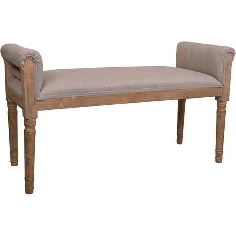Banqueta de madera tapizada marrón 108x41x46/59
