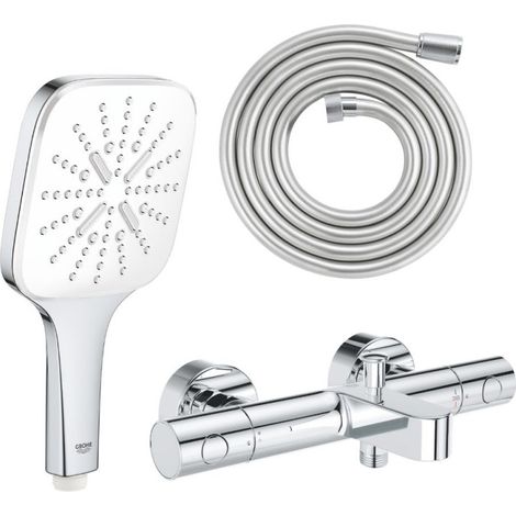 Mezclador de baño-ducha GROHE Precision Get con teleducha Vitalio Smartactive 130 Cube de 3 chorros y flexo de 200cm (1/5)
