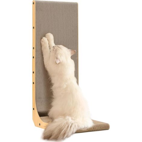 Grattoir pour Chat, Grattoir Murale en Forme de L 83 cm Carton à Gratter pour Chat avec Jouet à Balle pour Chats d'Intérieur, Taille Extra Large (1/5)