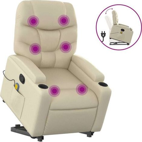 Fauteuil de massage inclinable en similicuir beige