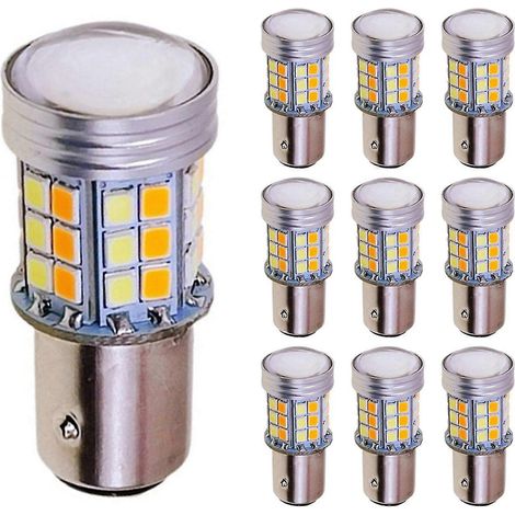 10 Stück LED-Birne Dual Color Light 1157 Bay15d P21/5w Auto-Blinkerlampe Weiß + Gelb (1/4)