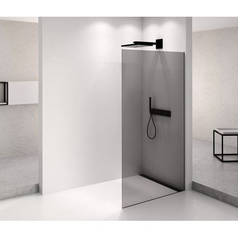 Paroi de douche ARCHITEX NOIR MAT 1062 mm, verre fumé