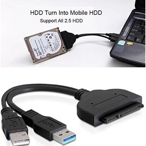 Adaptateur USB 3.0 vers SATA - Pour Disque Dur 2,5 Pouces SSD HDD - Compatible Windows Mac Linux - Débit Jusqu'à 5 Gbps - 1 Pièce (1/4)