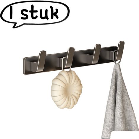 Crochet de porte mural sans perçage, porte-manteau de couloir à 5 rangées, gris anthracite (1/5)