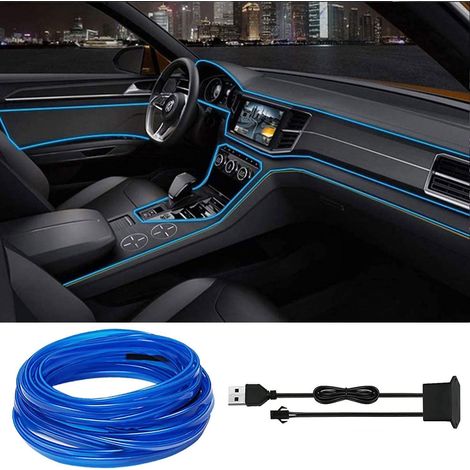 Auto LED Innenbeleuchtung 5m Blau USB Ambientebeleuchtung Streifen Wasserdicht (1/5)