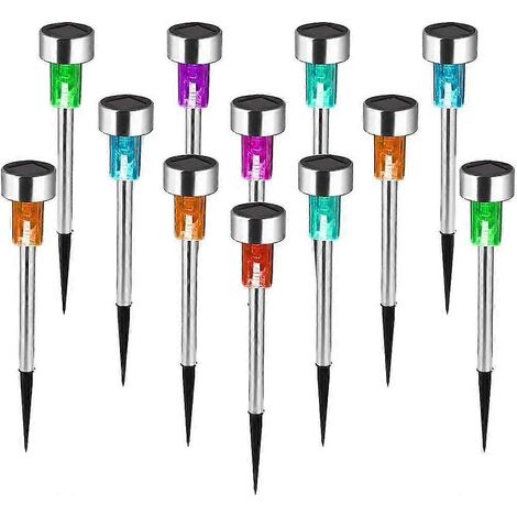Lot de 12 lampes solaires d'extérieur pour jardin, éclairage LED solaire étanche, petit tube lumineux, éclairage de rue et de cour (1/4)