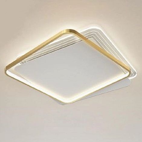 TRADE SHOP - Plafoniera Led 35w Quadrata Oro Lampadario Da Soffitto Moderno Luce Naturale 70739 -
