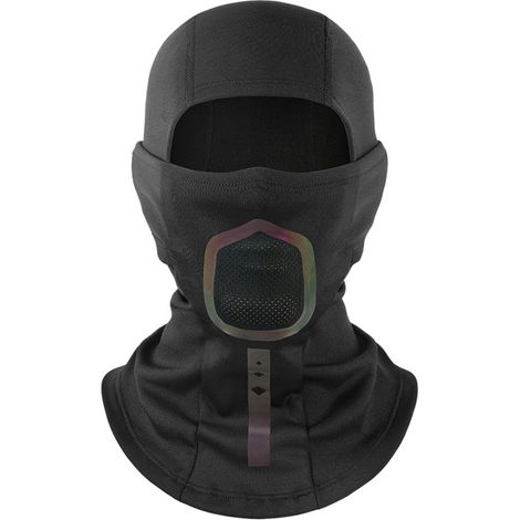 Cappuccio con strisce riflettenti - cappuccio caldo con fodera in pile per sciare e andare in moto di notte - protezione completa di viso e collo - protezione