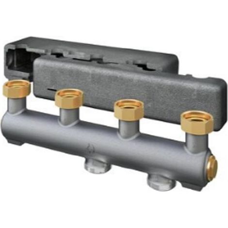 Bloc de répartition acier pour Regumat DN25, 2 Circuits Chauffage - Longueur: 498 mm - Largeur: 191 mm - Hauteur: 130 mm