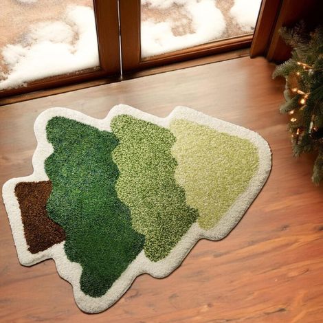 Tapis de bain sapin de Noël, absorbant, joli tapis classique, lavable en machine, tapis de bain, entrée, salon, 40 x 60 cm (1/5)