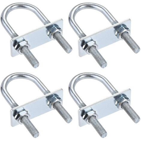 QORVA – Packung mit 4 runden U-Bügeln, 31 mm Innendurchmesser, 90 mm Länge, M8-Stahl, mit Mutter und Unterlegscheibe (1/5)